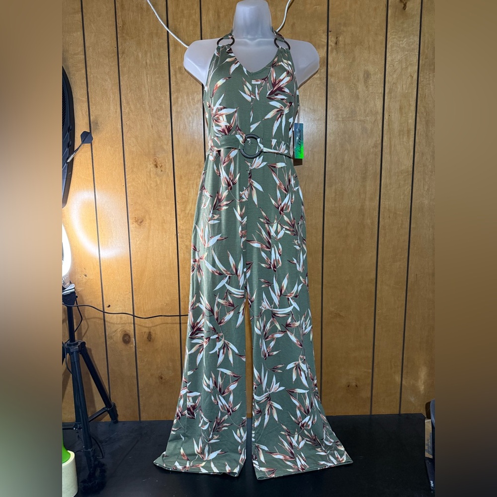 Derek Heart Olive Floral Jumpsuit